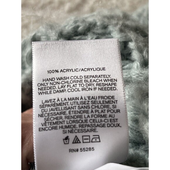 Express Sweater Womens Chunky Open Knit Cowl Neck Crop Pullover. Mint Green. XS - Picture 9 of 11